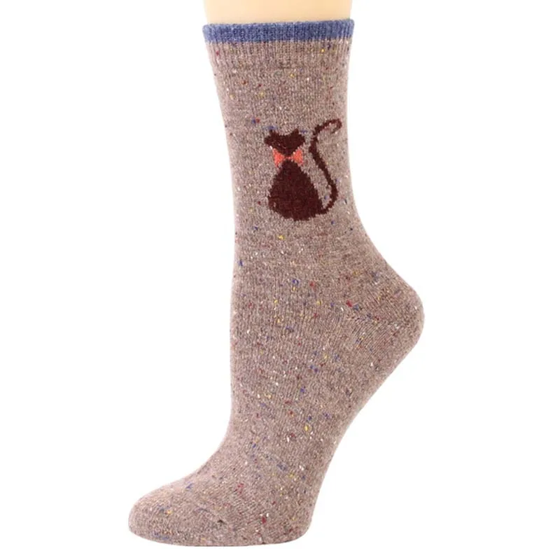 DaiShana-Chaussettes mignonnes en laine pour femmes, nouveau style japonais, chat coréen, Harajuku, Kawaii, épaissir, automne, hiver, 1 paire