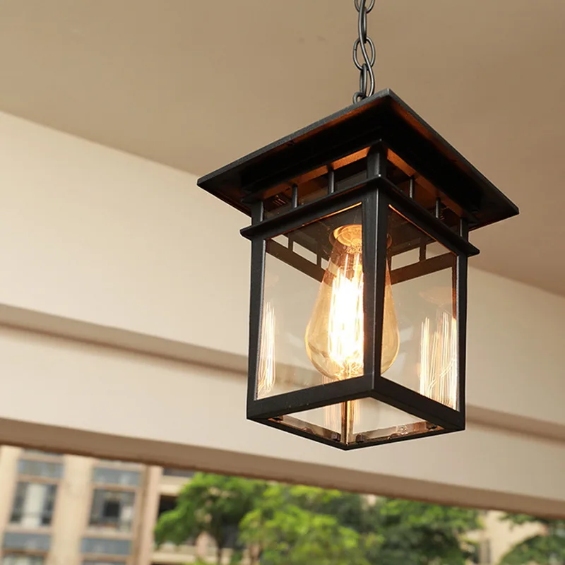 European Outdoor Waterproof Pendant Lights Retro Balcony Corridor Aisle Grape Frame Lamps Vintage Loft Restaurant Light Fixture