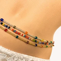 Bohemia Colorful Belly Beads,Body Jewelry, Belly Beads, Belly Chains, Elastic Waist Chain, Body African Waists Bead 3 Piece