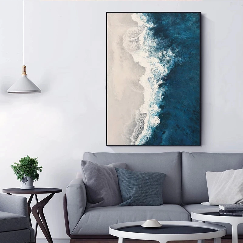 Blue Ocean Beach Landscape Let You Calm Down Canvas Painting Poster Prints Wall Art Picture for Living Room Home Decor Cuadros