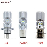 EURS 1PCS H4 HS1 H6 H6M BA20D Led Motorcycle Headlight Bulb Fog Light Hi Lo Lamp ATV Scooter Accessories Moto Electric Car Light