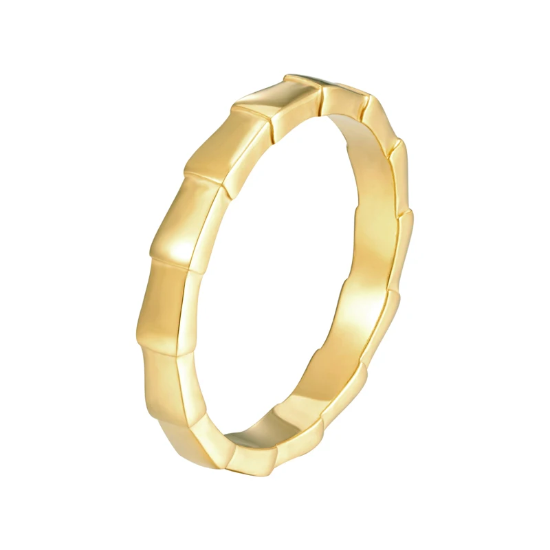 Wholesale Cambered Bamboo Ring Stainless Steel Gold Color Fashion Rings For Women Jewelry Friend Party Gifts Brand Anillo