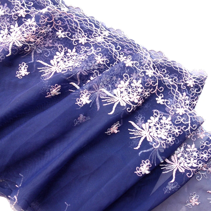 

25Yards Delicate Embroidered Flower Tulle Lace Trim DIY Sewing Bra Underwear Doll's Dress 17cm Width New Arrivals
