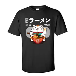 Fortune Ramen 100% Baumwolle Männer Kurzarm T-Shirt normale Sommer/Herbst T-Shirt Sweatshirts süße Katze Nudel T-Shirt