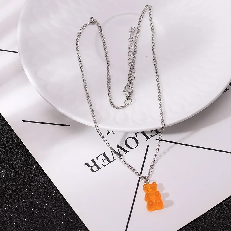 Aihua Candy Farbe Sterne Herzen Gummy Mini Bär Kette Halsketten für Frauen Nette Cartoon Tier Anhänger Schmuck Femme Bijoux Collare – Detail 4