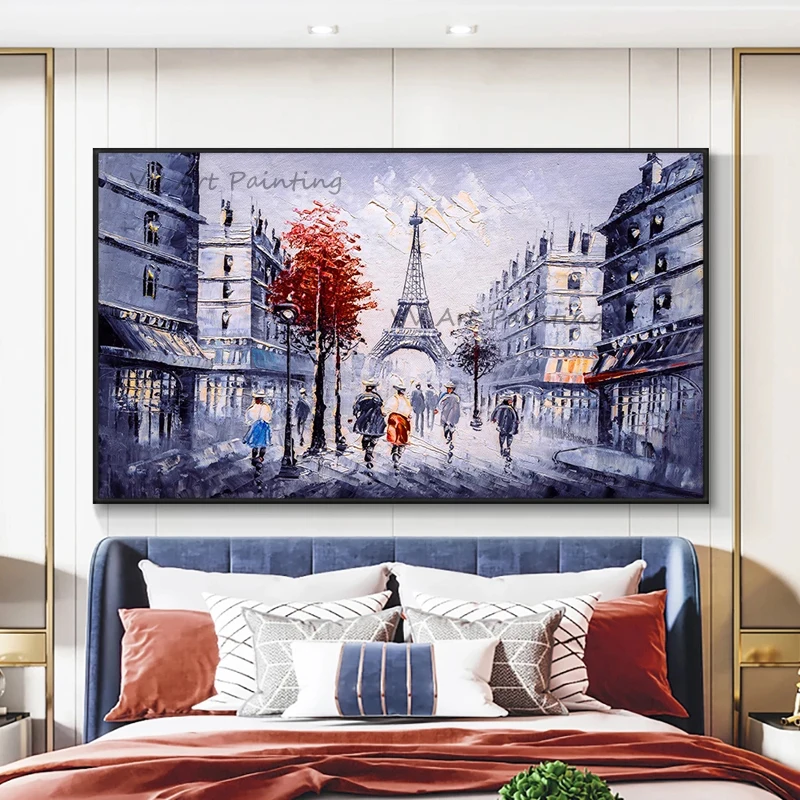 Textured Palette Knife Abstract Handmade City Oil Painting Acrylic Wall Canvas Art Craft Hot Selling Wall Pictures Mural Artwork