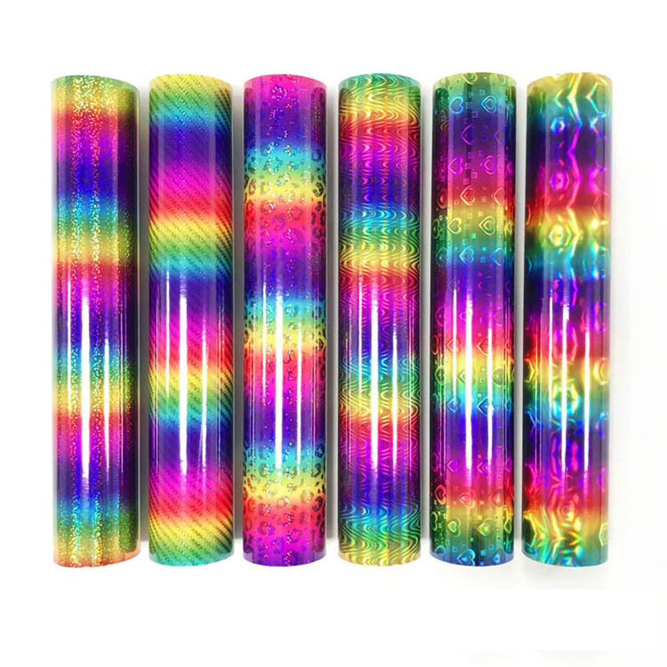 

Glossy Holographic Sheets Rainbow Adhesive Vinyl 12" x 60" for Cricut Outdoor Stickers, Art Deca DIY DJB01-06