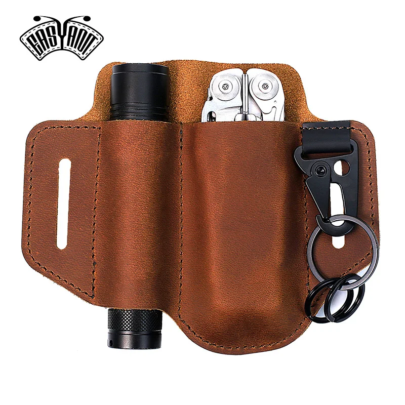 EASYANT Leather Sheath EDC Pocket Organizer with Key Holder Holster Belt Tools Pouch