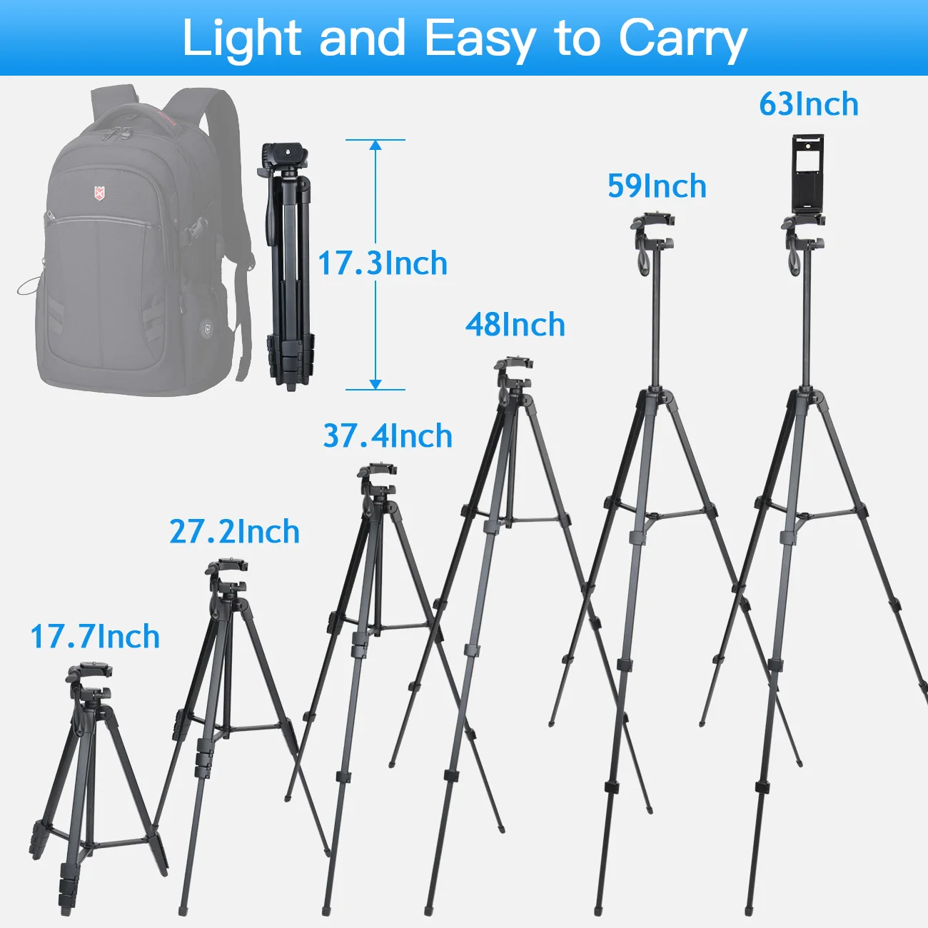 Phone Tripod Stand for Camera Tablet 152cm Aluminum Tripod with remote control Mount Holder for Phone /iPad/ DSLR Camera