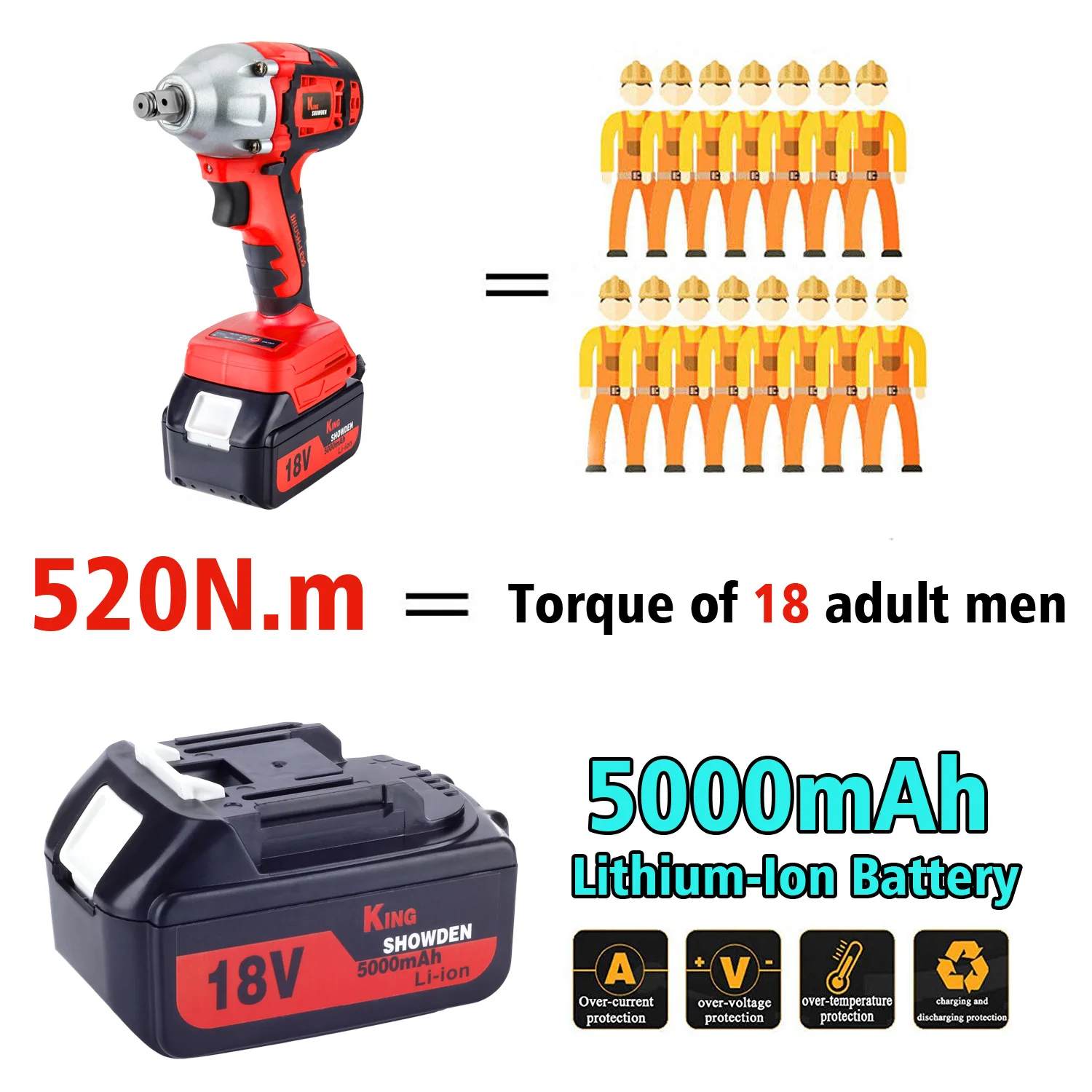 Brushless Impact Wrench Cordless Electric Screwdriver 520NM Accumulator Wrench Impact Drill Driver 1/2\