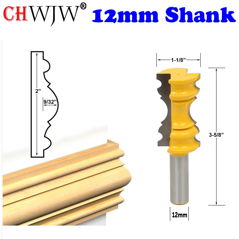 Imagem -02 - Chwjw Haste Convexa com Coluna de Contas Face Peça 12 mm Roteador de Moldagem Facial Coluna para Cadeira Elaborada Grande