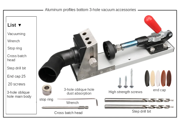 New style, oblique hole device, positioner, woodworking hole punch, mold, profile aluminum bottom