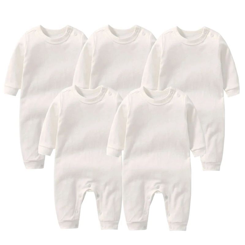 Barboteuses à manches longues en coton doux pour bébé garçon, vêtements pour nouveau-né, tenues d\'hiver, lot de 5 pièces