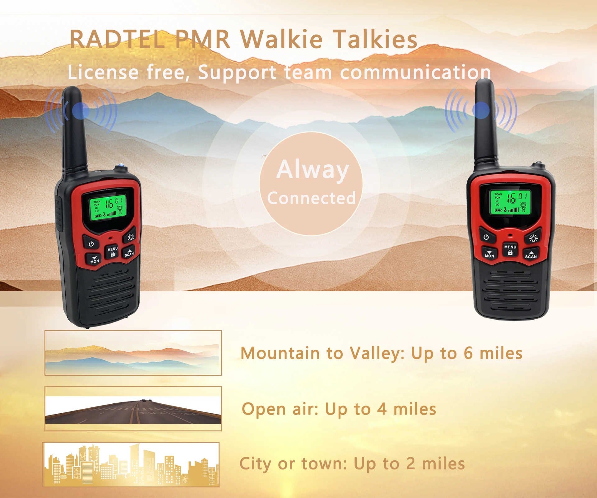 Walkie Talkie for Adults or Kids Toy,  PMR446 Long Range Two Way Radio with VOX 8CH Flash Light for Hiking Children Camping