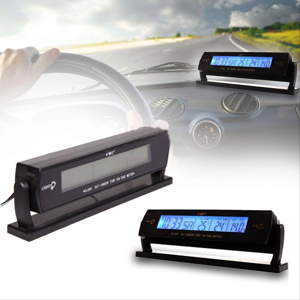 Auto Car temperatura zegar cyfrowy termometr LCD miernik Alarm z monitorem akcesoria samochodowe