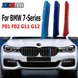 ZEMAR 3pcs ABS For BMW F01 F02 G11 G12 Series 7 Car Racing Grille Strip Trim Clip M Power Performance Accessories 13-19 2020