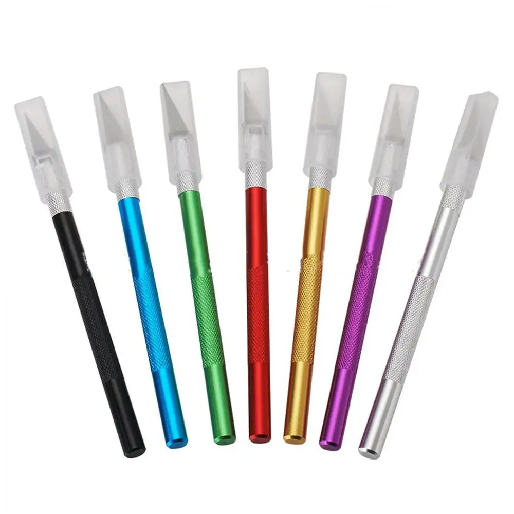 Non-Slip ใบมีดมีดโลหะมีดชุดเครื่องมือเครื่องตัดแกะสลักมีดหัตถกรรม + 5Pcs ใบมีดโทรศัพท์มือถือ PCB DIY ซ่อมเครื่องมือ