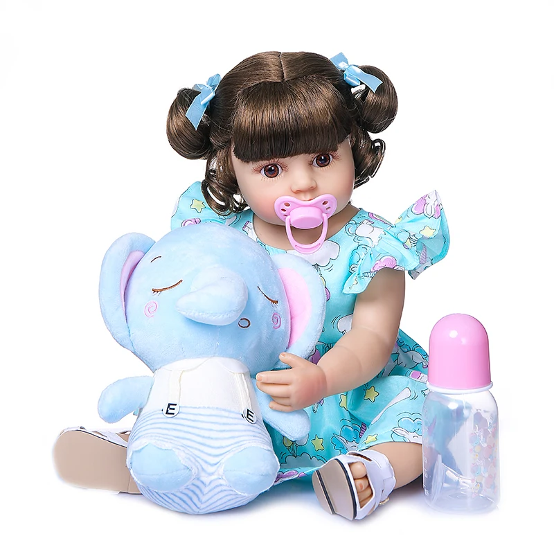 55CM NPK reborn baby doll toddler girl bebe reborn very soft full body silicone doll bath toy