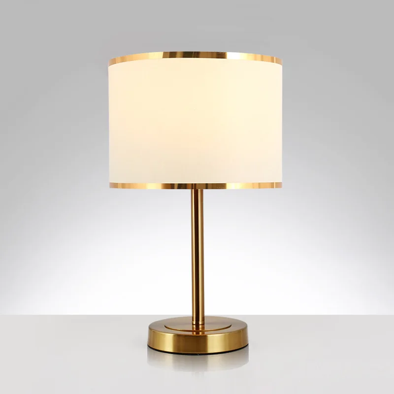 

Modern Fabric Metal Table Lamp Living Room Bedroom Bedside Lamp Nordic Cloth Desk Light Fixtures Living Room Home Decoration Led