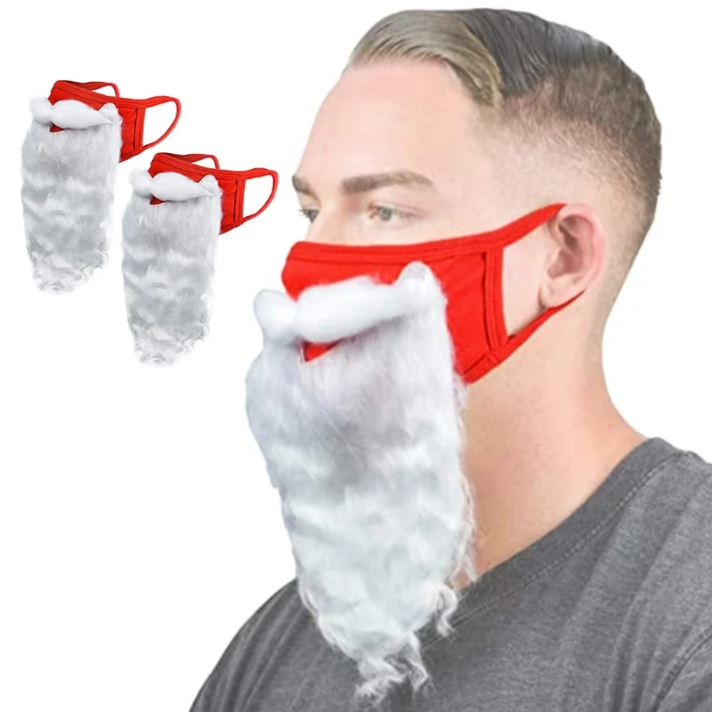 Adult Unisex Christmas Holiday Reusable Mouth Mask Funny Fake Santa Claus Beard Face Cover Party Cosplay Costume Accessories