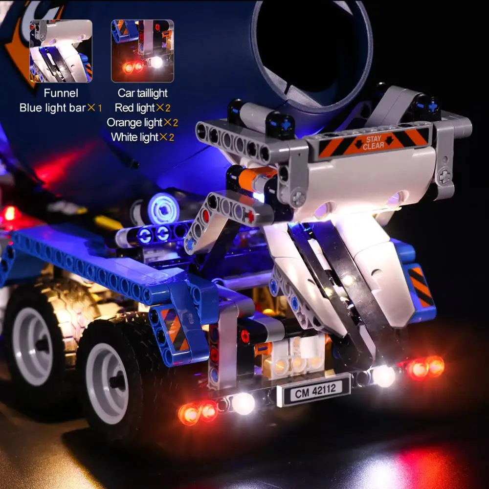 Vonado LED Lighting Set for Concrete Mixer Truck 42112 Collectible Model Toy Light Kit, Not Included the Building Block