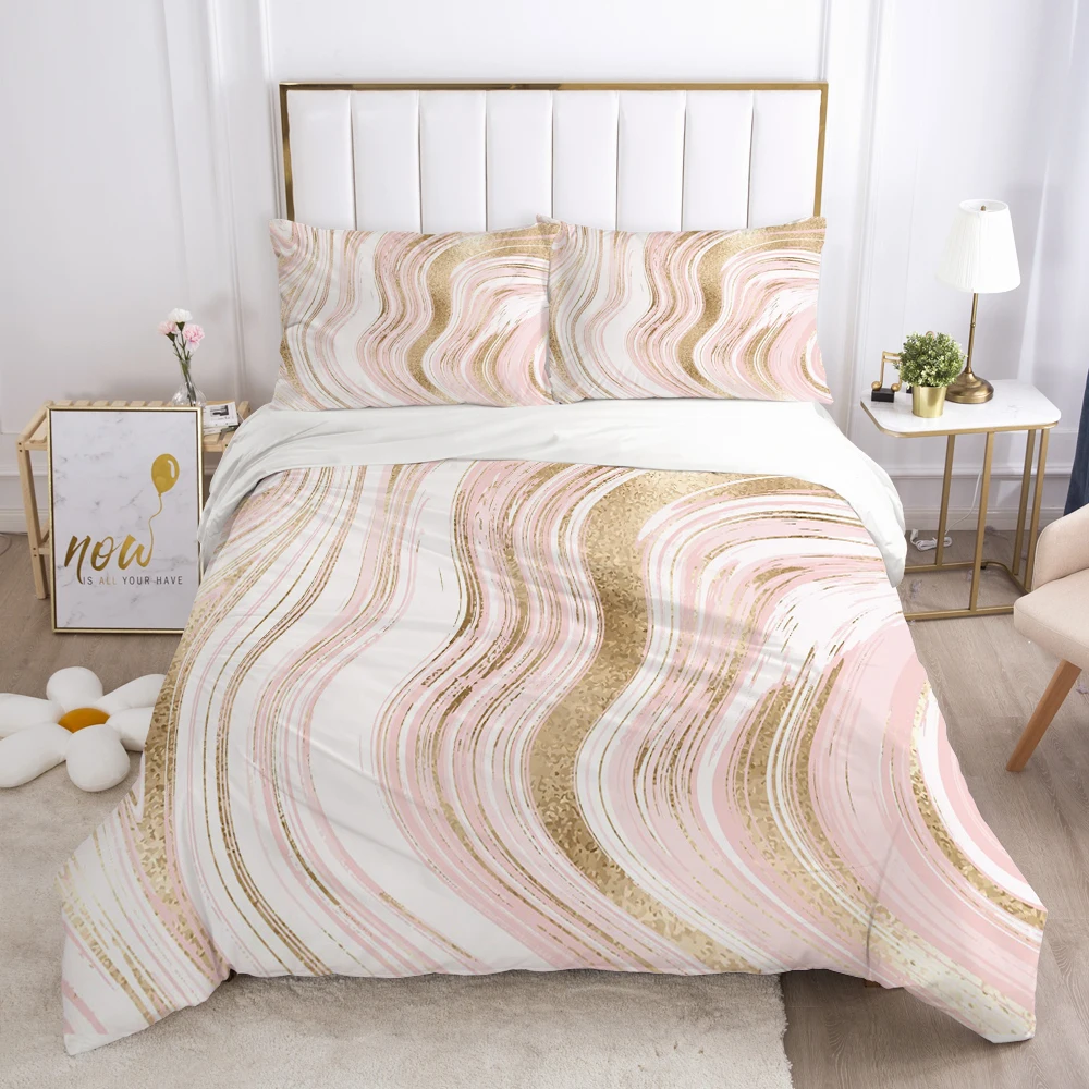 3D Bedding Set Comforter Duvet Cover Pillowcases Luxury Bed Linens Bed Set Queen King Europe Russia Size Nordic Marble