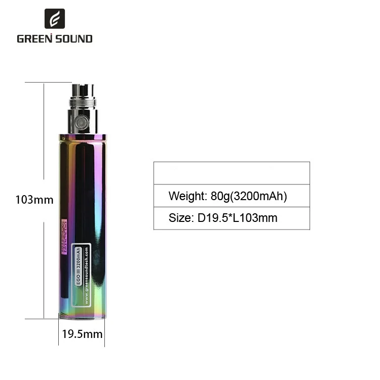 บุหรี่ไฟฟ้า eGo III 3200mAh แบตเตอรี่ความจุมากของแท้บุหรี่อิเล็กทรอนิกส์สำหรับ510 CE4 CE5 H2 MT3เครื่องฉีดน้ำ