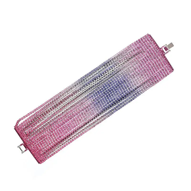 New Fashion Colorful Rhinestone Bracelets Femme big Gradient Crystal Bracelets For Women Bling Girl Gift Wedding Jewelry B301