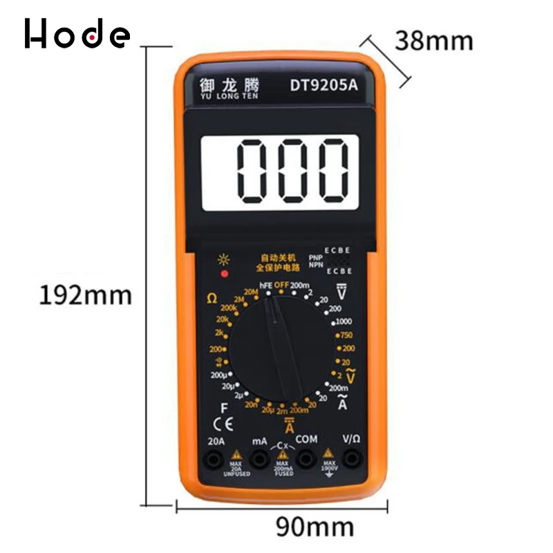 Digital Multimeter dt9205a ac dc display lcd Ammeter Voltmeter electric handheld tester Multimetro