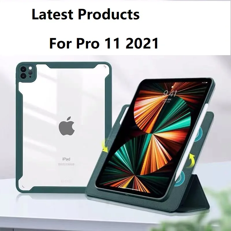 New For ipad pro 11 Case 2021 Magnetic Detachable  Air4  360° Reversible iPas  Pro 11 Case 112020/2018 Magnetic Cover Support