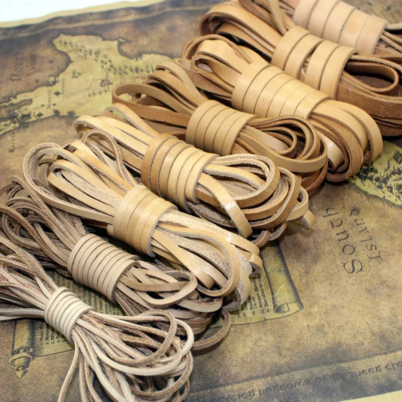 Head Layer Flat Real Leather Cord Jewelry Findings Cords Strings Thread Necklace Bracelet DIY Sewing decorative leather material