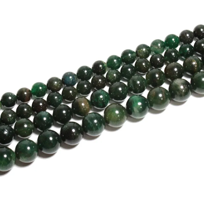 Natural Tanzania Dark Green Mica Loose Round Gem Stone Beads For Jewelry Making  DIY Bracelet Handmade Accessories 6 8 10 12MM