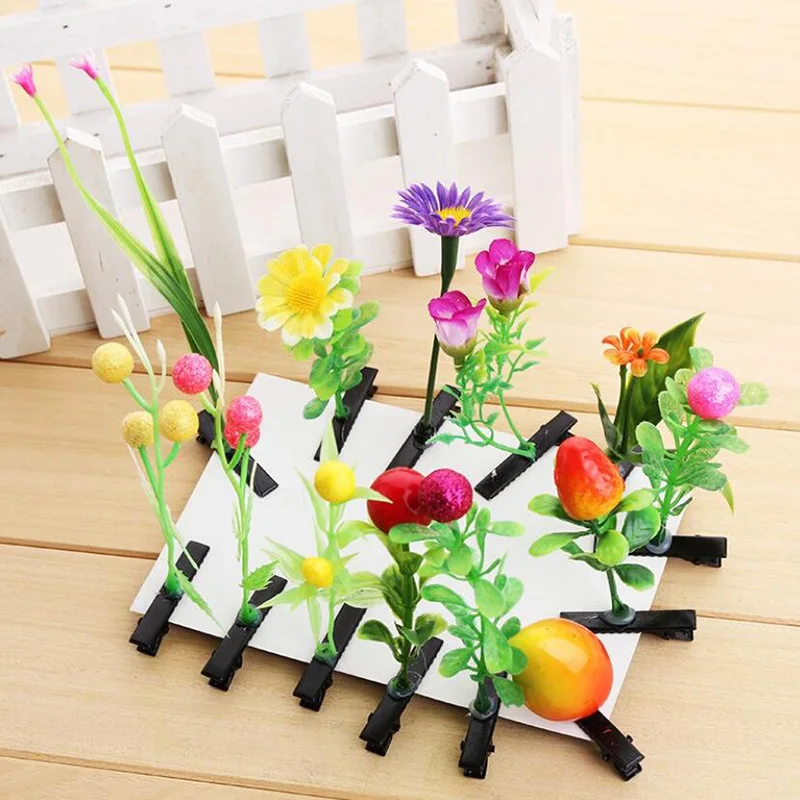 Creative Funny Grass Hair Clips Bean Sprout Hairpins Headwear Novelty Popular Flower Plant Kids Girls Barrettes Hair Accessories