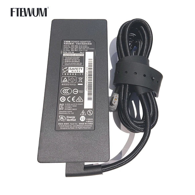 Imagem -03 - Gaming 19.5v 11.8a 230w Portátil Adaptador para Razer Lâmina 15 17 Rz0903006e92 Rc30-024801 Rz09-02386w92 Fonte de Alimentação Carregador ac