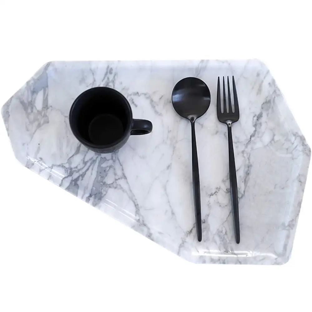 

Natural Marble Irregular Integrated Dinner Plate Jewelry Tray Gorgeous Decorative Tray