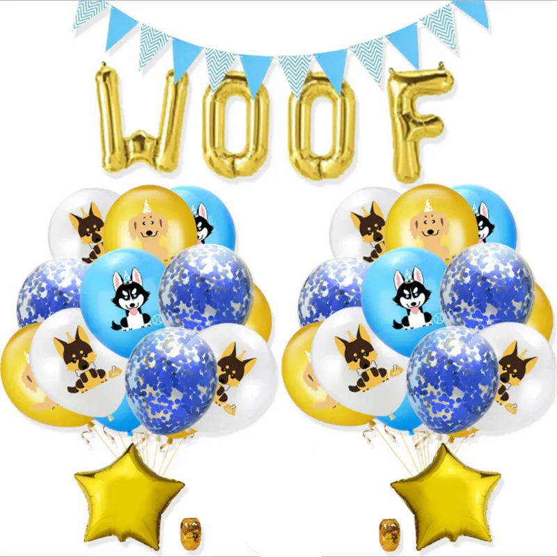 12-Inch New Style Woof Aluminum Film Pet Dog Rubber Balloons Set Birthday Theme Party Decoration Supplies