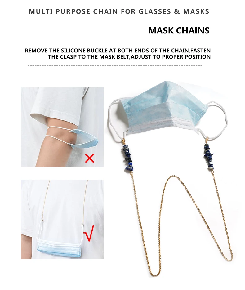 Mode Stein Perlen Kette Handgemachte Brillen Kette Für Lesebrille Schnur Sonnenbrille Strap Halter Hals Gesicht Maske Band – Detail 4