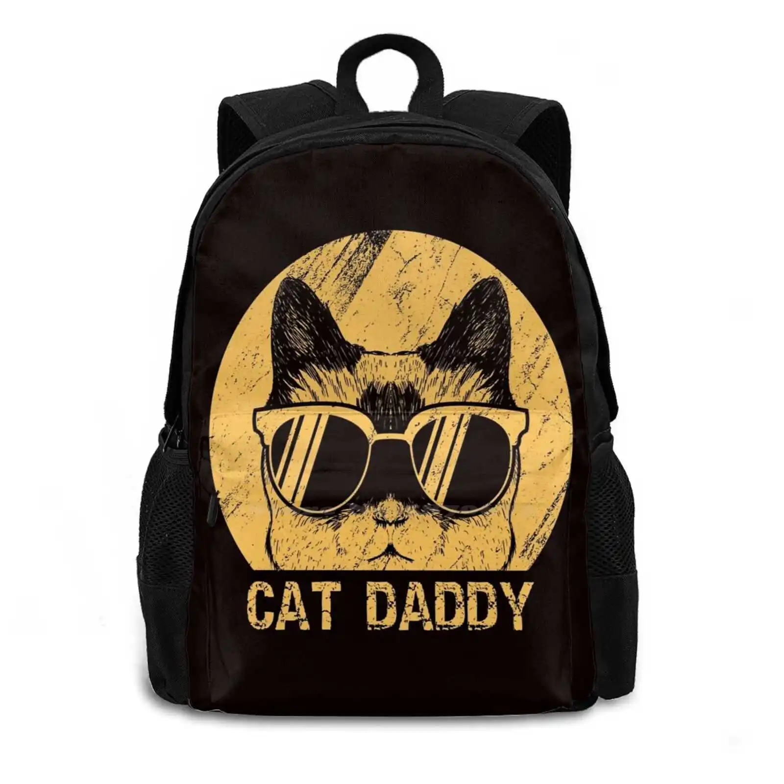 Cat Dad Large Capacity School Backpack Laptop Bags Cat Dads Cat Dad Vintage Daddy Desi Elvis Father Grandpa Homer Listen Look