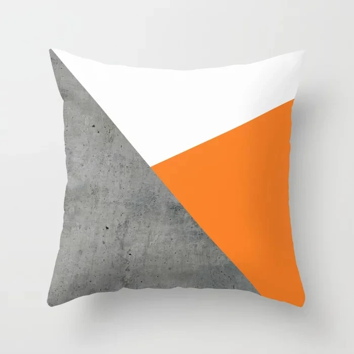 

Top Fashion Concrete Tangerine White geometry Square Vintage Special Pillow Cover Zipper Throw Pillowcase Unique Pillow Sham