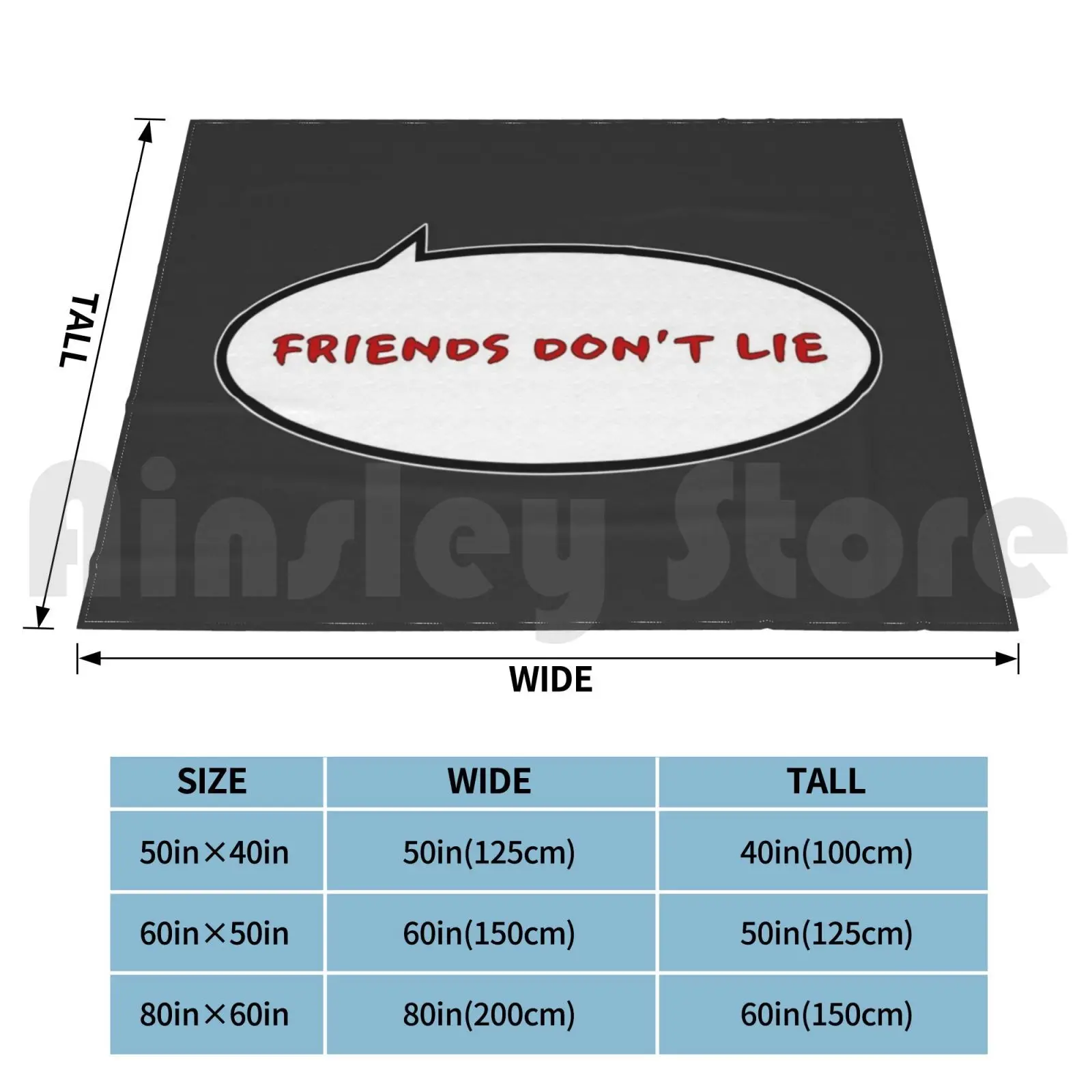 Friends Don't Lie-Speech Bubble Blanket Fashion Custom Friends Dont Lie Netflix Mike Demogorgon Retro Vintage