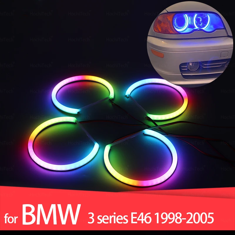 

316i 318i 320d Super Bright Colorful Revolving Dynamic Light RGBW Cotton LED Angel Eyes For BMW E46 1998-2005 Sequential Flowing