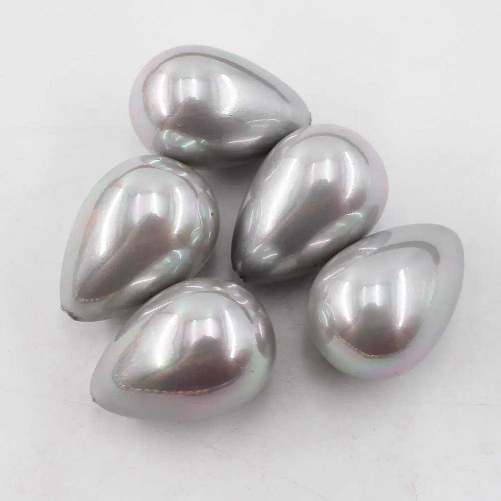 APDGG 14x20MM 5 Pcs Natural Gray Sea Shell Pearl Half Hole Teardrop Beads For Pendant Earrings DIY Jewelry Findings