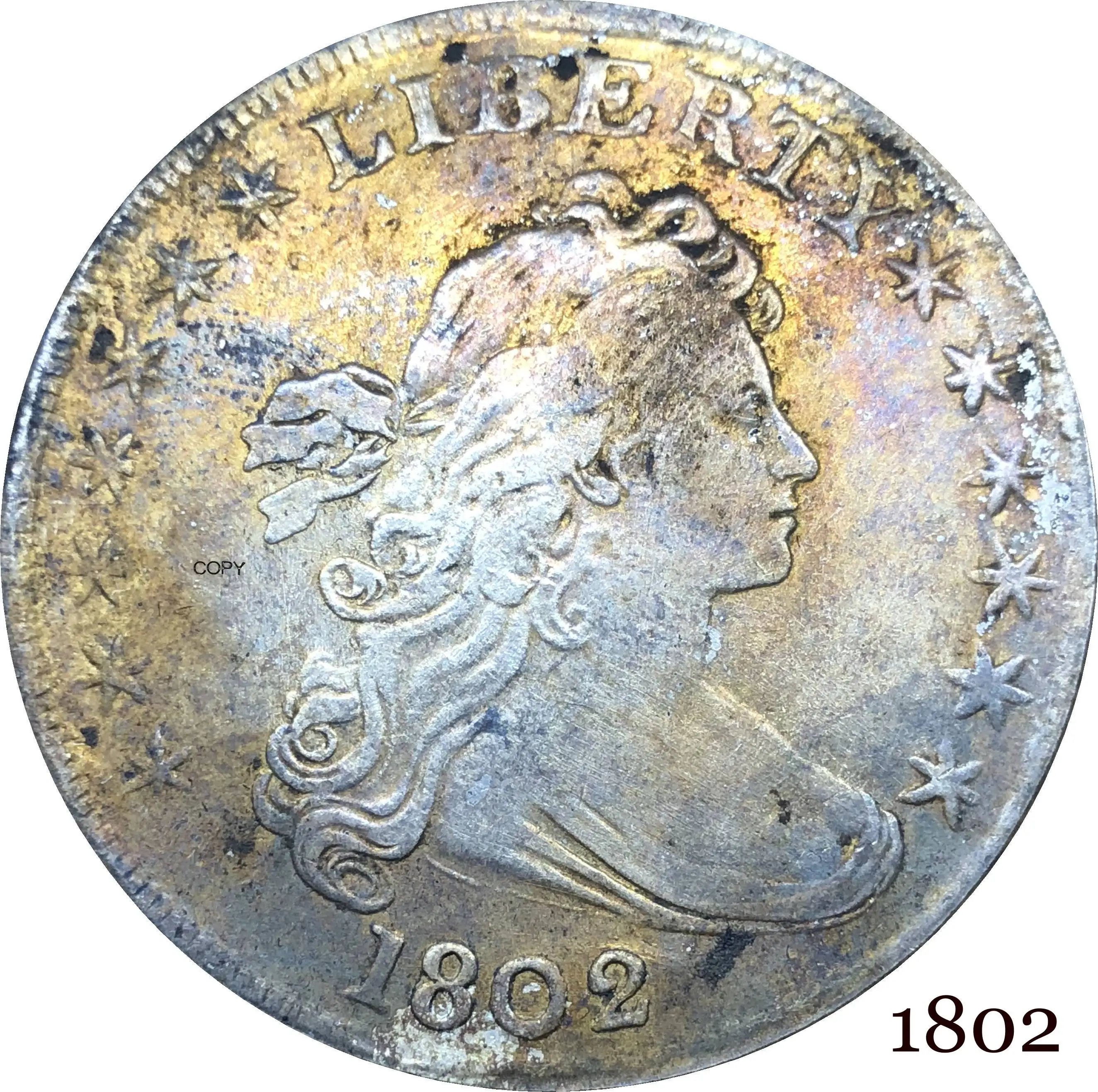 United States Of America Coin 1802 Liberty Draped Bust One Dollar Heraldic Eagle Cupronickel Silver Plated Copy Coins