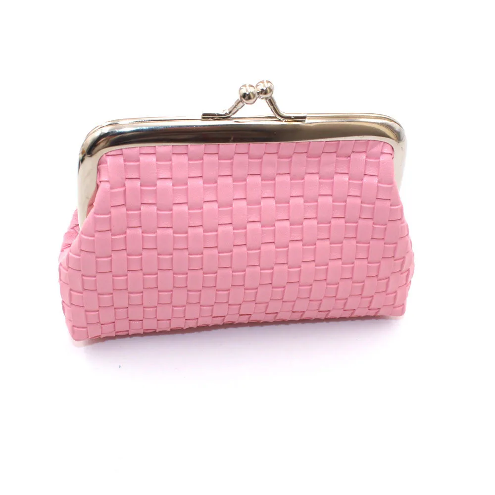 Women's Wallet Made Of Leather Woven Card Holder Purse Small Pure Color Coin Purses Portable Money Bag Clutch Coin Pocket