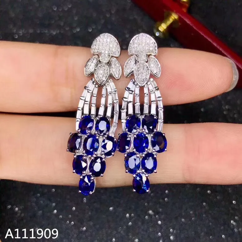 KJJEAXCMY boutique jewelry 925 sterling silver inlaid Natural sapphire Women's earrings support detection fine