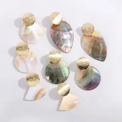 Fashion Wedding Jewelry Shell Pearl Geometric Clip on Earrings High Quality Shell Pendant no hole Earrings for women