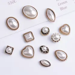 10 Pcs/Lot Rhinestone Pearl Flower Plate Diamond Button Jewelry Scarf  For Hair Accessories Sewing Decorative Clothing Coat