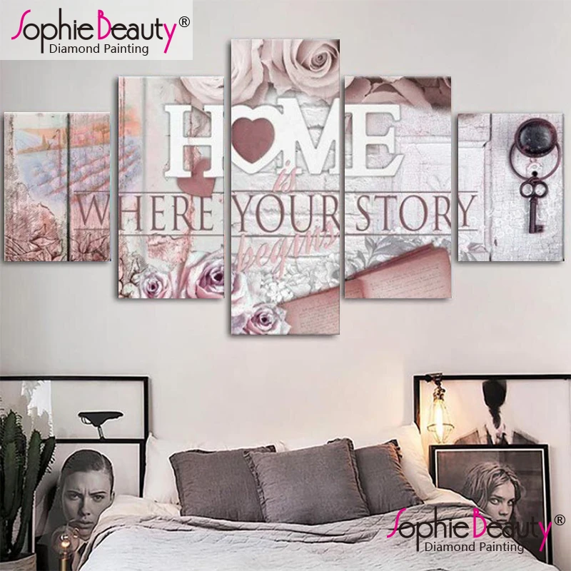 

Sophie Beauty Sweet & Warmly Home 5pc Panel Diy Full Square Round Diamond Painting Cross Stitch Diamond Embroidery 202052