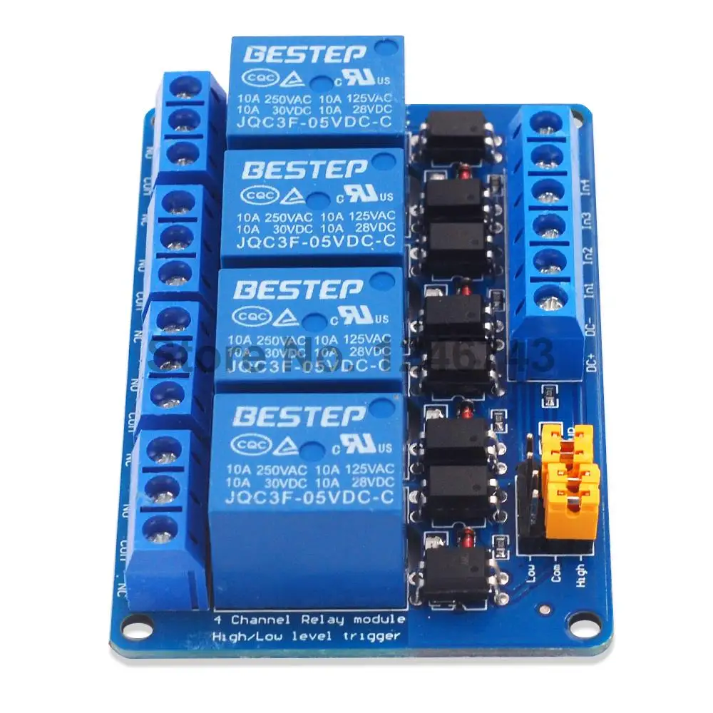 3.3V 5V 12V 24V 4 Channel Relay Module High and low Level Trigger Dual Optocoupler Isolation Relay Module