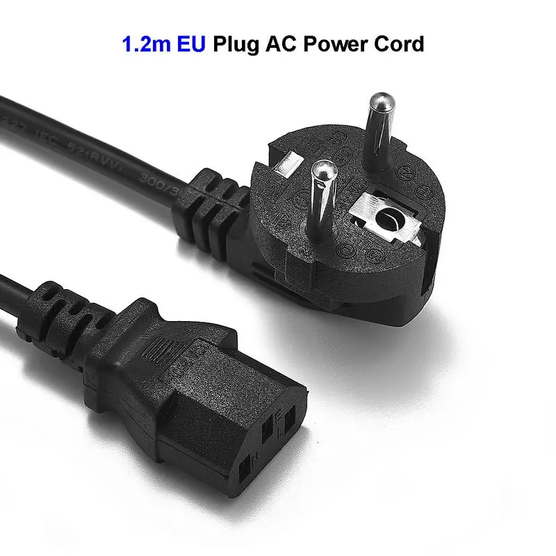 50pcs EU AC Power Cord 1.2m/1.5m/1.8m 400W Euro 3 Prong IEC C13 Power Supply Extension Cable For Router DVD PC Computer